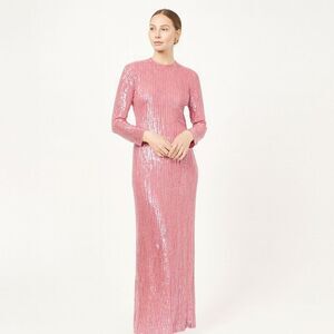 Marita by Anthony Muto 1970 all Over Pink Sequin Long sleeve Evening party Dress